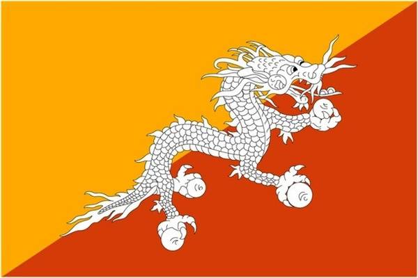 Con rồng trên cờ Bhutan là Druk, rồng sấm huyền thoại của người Bhutan với 4 chân quắp 4 viên ngọc quý. 
