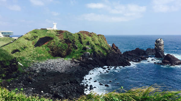 Bãi đá đen bazan, vết tích của núi lửa phun trảo trên đảo Jeju.