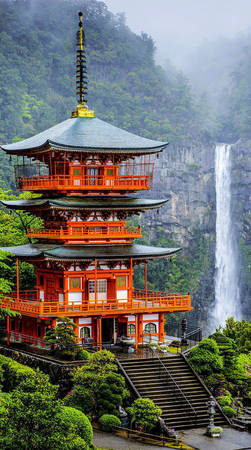 Chùa Seigantoji và thác nước Nachi No Taki: Nếu bạn đang tìm kiếm một địa điểm kết hợp giữa lịch sử cổ đại và phong cảnh ngoạn mục thì không nên bỏ lỡ địa điểm này. Tọa lạc tại quận Wakayama, Higashimuro, chùa cao ba tầng, đứng cạnh ngọn thác ngoạn mục cao 133m.
