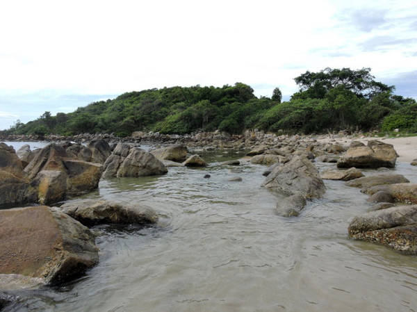 Điều đặc biệt nhất ở rạn Nam Ô là hàng ngàn hòn đá lô nhô bất kể lúc nào cũng có thể hất tung những đợt sóng biển đang trào tới - Ảnh: T.Ly