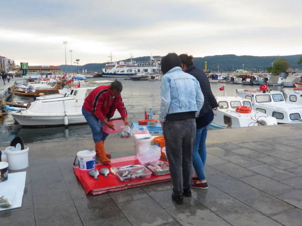  Người bán hải sản trên bến cảng - Ảnh: Kim Ngân
