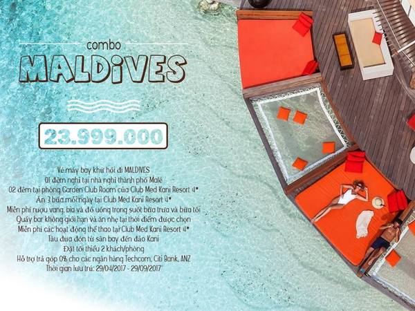 Thông tin combo Maldives 4N3Đ của iVIVU.com với giá chỉ 23.999.000 đồng/khách