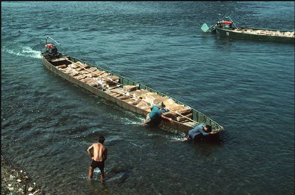 Vận chuyển hàng hóa xuyên biên giới trên sông Ka Long, Móng Cái 1995