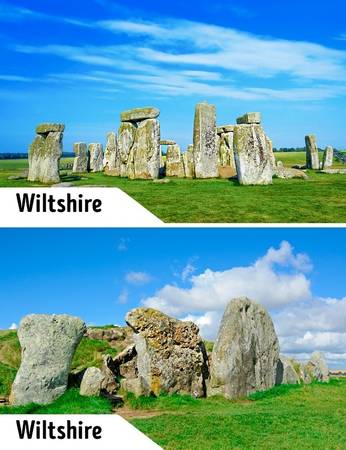 Nhắc đến nước Anh không thể bỏ qua công trình lịch sử Stonehenge. Tại đây du khách không được sờ, không được bước vào trong và khi trời mưa cũng không có chỗ trú. Giá vé vào tham quan Stonehenge cũng không hề rẻ (9 - 15 bảng Anh, khoảng 270.000 - 460.000 đồng). Trong khi cách đó khoảng 30 km cũng ở hạt Wiltshire, du khách có thể tìm thấy một công trình kiến ​​trúc tương tự và rất ấn tượng. Hơn nữa, du khách còn được tham quan miễn phí các tảng đá ở Wiltshire.