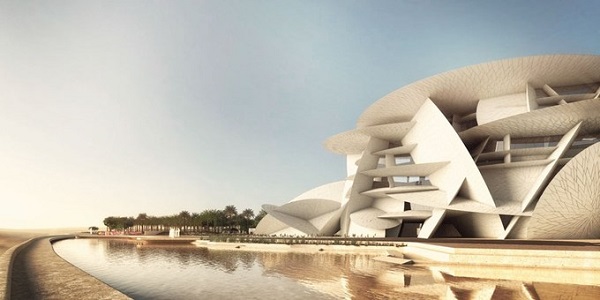 Bảo tàng Quốc gia Qatar  Bảo tàng thường bị mọi người nhầm ra một tác phẩm origami. Tòa nhà trắng với những hình khối có nhiều đường cong phức tạp tưởng như không thể xây được. Công trình hiện còn xây dựng nhưng đã dần hình thành và khiến ai nhìn thấy cũng ngạc nhiên. Thiết kế của bảo tàng được gợi cảm hứng từ bông hồng sa mạc, một hiện tượng tự nhiên tạo ra bởi các tinh thể trong điều kiện thời tiết nhất định. Kiến trúc sư tin rằng bông hồng sa mạc nói về sự chảy trôi của thời gian và ông muốn thể hiện nó trong tác phẩm của mình. Ảnh: wp.
