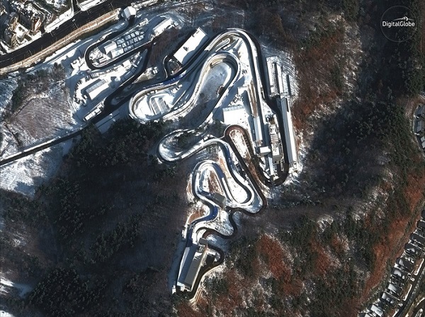 Công viên Phoenix Snow Park, nơi diễn ra môn trượt tuyết tự do. Ảnh: DigitalGlobe