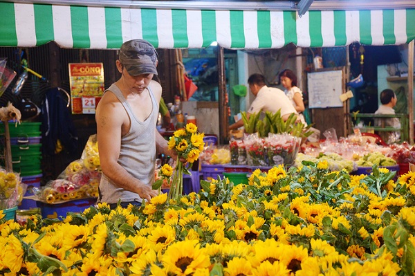 Khu chợ hơn 30 năm nép mình trong những con hẻm nhỏ bao quanh chung cư Lê Hồng Phong, quận 10. Đây là nơi cung cấp sỉ lẻ các loại hoa lớn nhất ở thành phố. Điều khiến nơi này hấp dẫn nhiều du khách là chợ "không bao giờ ngủ".