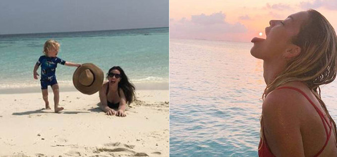 Liv Tyler (ảnh trái), con gái của Steven Tyler, cũng đăng tải những hình ảnh nghỉ dưỡng ở hòn đảo này trên Instagram có hơn 1,8 triệu người theo dõi của mình. Cô đến đây du lịch vào cuối năm 2017. Hoạt động yêu thích nhất của Liv ở đây là lặn biển, đi xe đạp và tắm nắng.  Còn nữ diễn viên, ca sĩ người Anh Rita Ora (ảnh phải) lại yêu thích chương trình đi du thuyền riêng ngắm cá heo trên biển ở khu nghỉ dưỡng.  Ảnh: Instagram