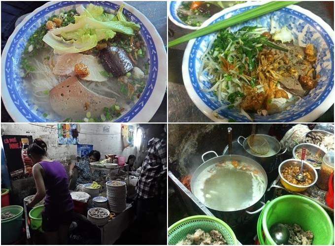 Hủ tiếu lòng - đường Đinh Tiên Hoàng, quận Bình Thạnh (19h - 24h) Gần tiệm cơm tấm ma, quán hủ tiếu bình dân này chủ yếu phục vụ công nhân tan làm muộn và khách quen. Điểm nhấn của tô hủ tiếu nằm ở món lòng được làm sạch sẽ, không hôi, vừa béo vừa dai sần sật nhai vui miệng. Giá cả khá mềm, tầm 22.000 - 28.000 đồng là đủ giúp bạn đẩy lùi cơn đói khó chịu ban đêm. Hủ tiếu lòng - đường Đinh Tiên Hoàng, quận Bình Thạnh (19h - 24h) Gần tiệm cơm tấm ma, quán hủ tiếu bình dân này chủ yếu phục vụ công nhân tan làm muộn và khách quen. Điểm nhấn của tô hủ tiếu nằm ở món lòng được làm sạch sẽ, không hôi, vừa béo vừa dai sần sật nhai vui miệng. Giá cả khá mềm, tầm 22.000 - 28.000 đồng là đủ giúp bạn đẩy lùi cơn đói khó chịu ban đêm.