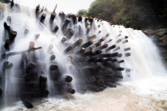 Đập nước độc đáo ở Thu Cúc được làm từ hàng ngàn cây gỗ