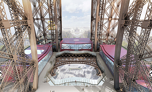 Từ năm 2014, mặt sàn tầng một của tháp được thay bằng kính để tạo cảm giác mới lạ cho khách tham quan. Ảnh: Canhdep.net.