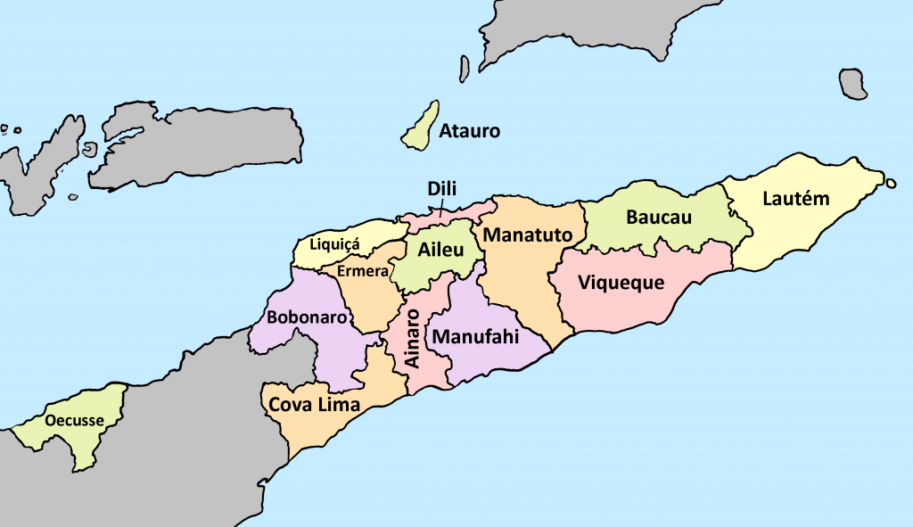 Bản đồ Đông Timor. Ảnh: Wikimedia Commons