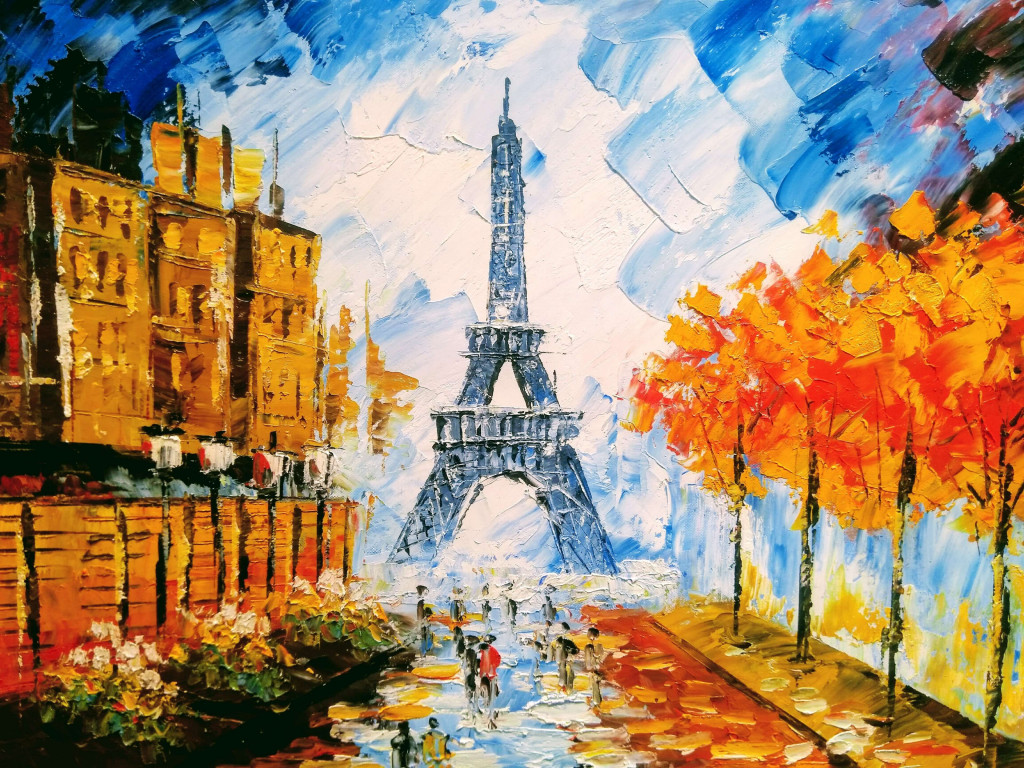 Tranh sơn đầu tháp Eiffel. Ảnh: Pinterest