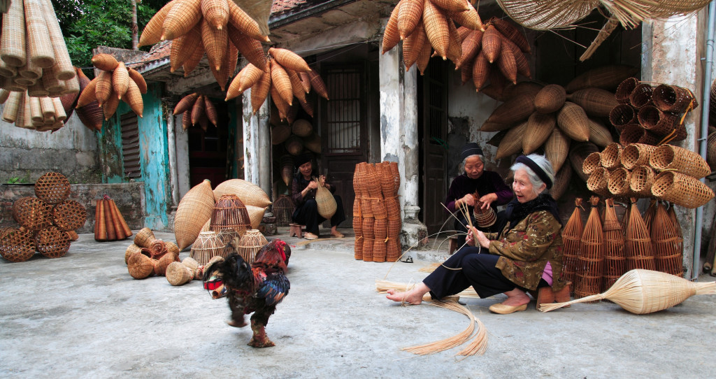 Làng nghề đan đó Thủ Sỹ. Ảnh: Dân Việt.