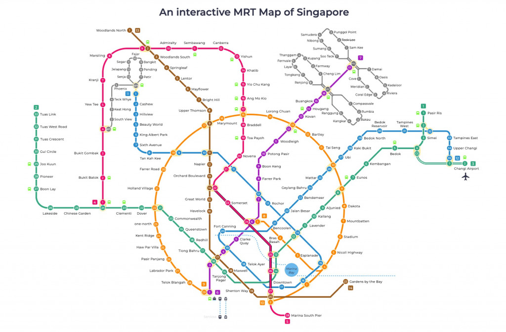 Bản đồ tàu điện Singapore.