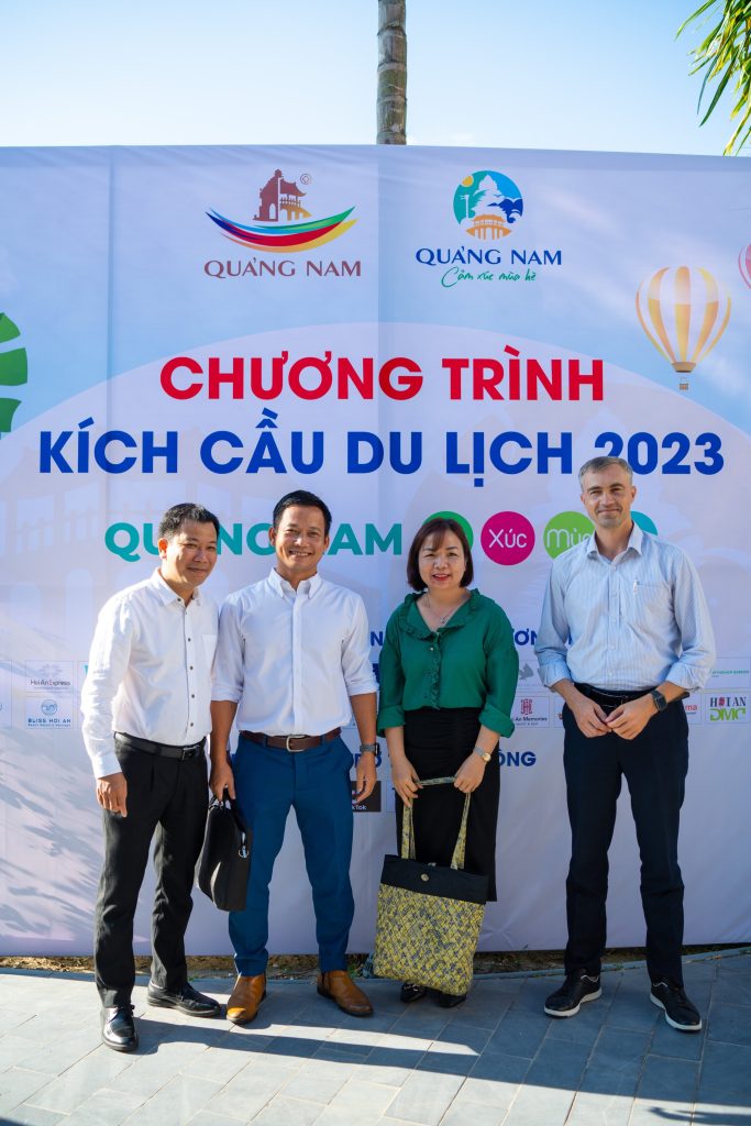 (Trái sang) Ông Lê Phước Khánh, ông Phạm Văn Dũng, bà Ngô Kim Anh, ông Anton Bespalov tại sự kiện họp báo Cảm xúc mùa hè 2023 ở Hội An, Quảng Nam.