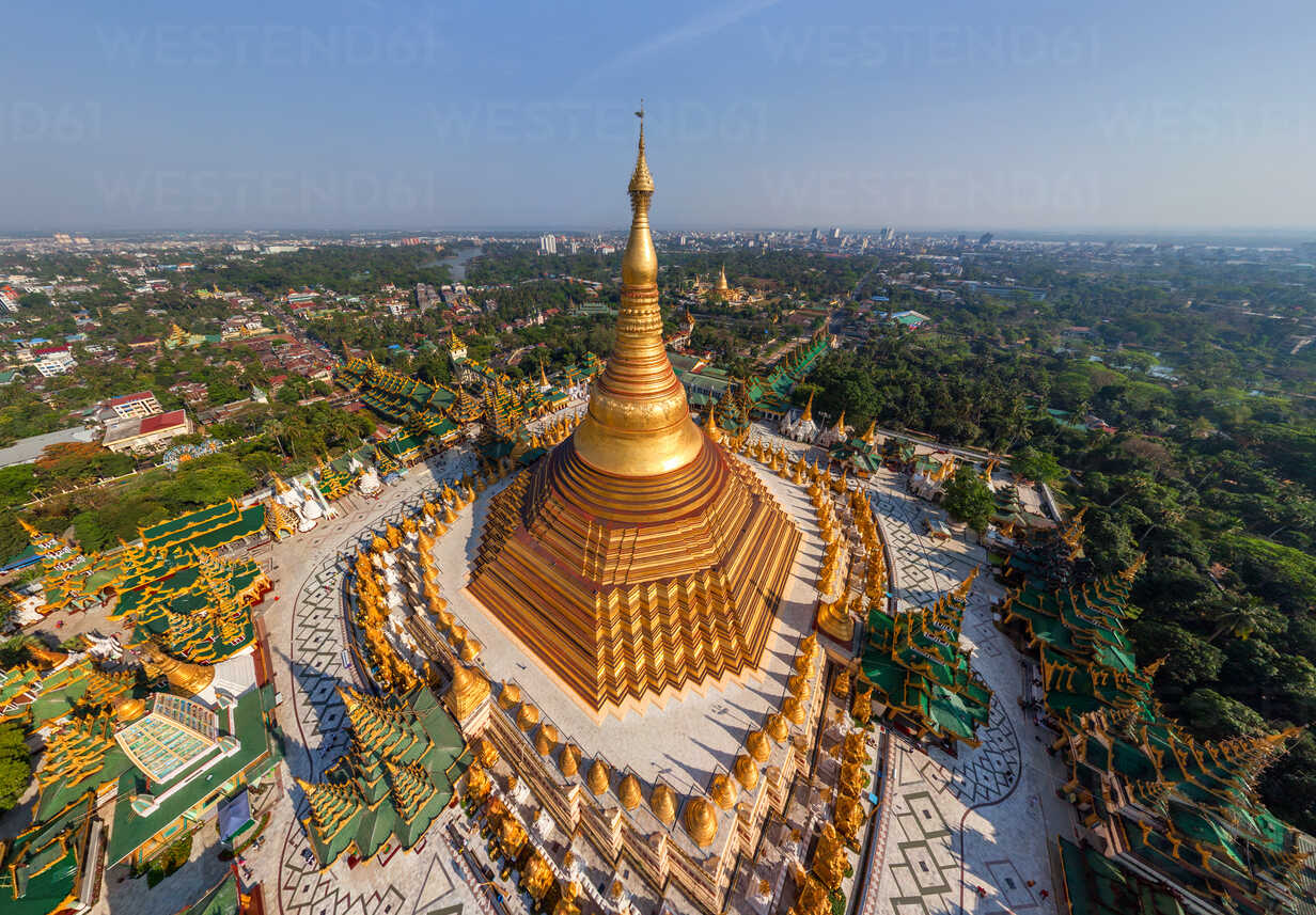 Aerial view of Shwedagon Pagoda, Myanmar