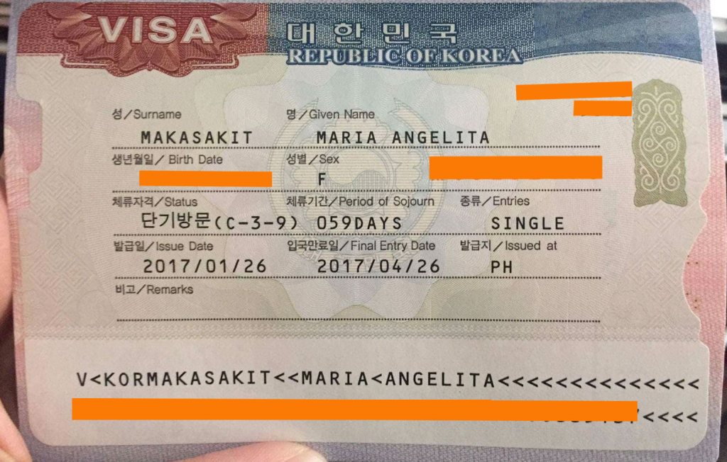 Mẫu visa Hàn Quốc