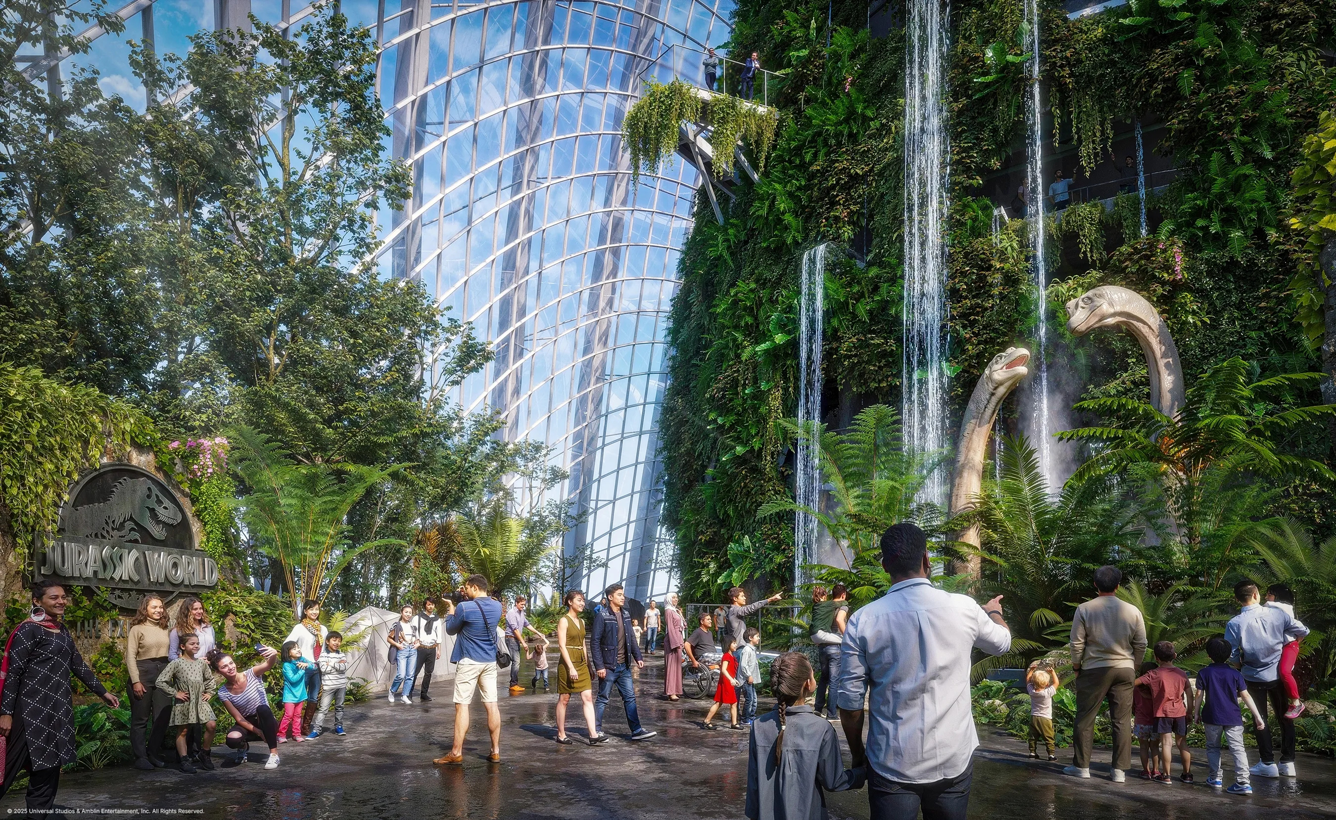 Jurassic World: The Experience diễn ra trong không gian mát mẻ, mờ sương của Cloud Forest
