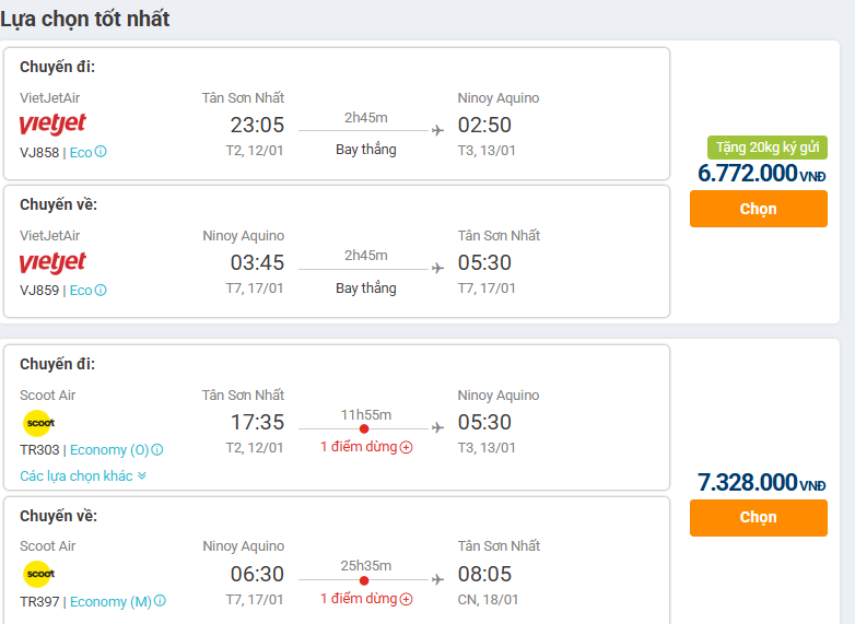 vé máy bay đi Philippines