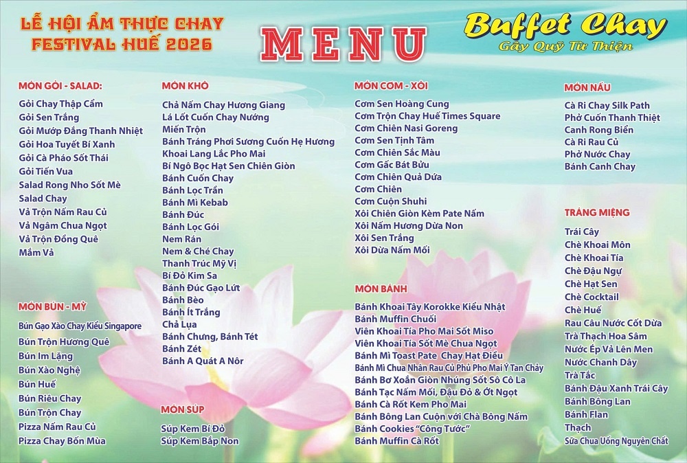 Gần 100 món chay tại lễ hội ẩm thực lớn nhất mùa Festival Huế 2026