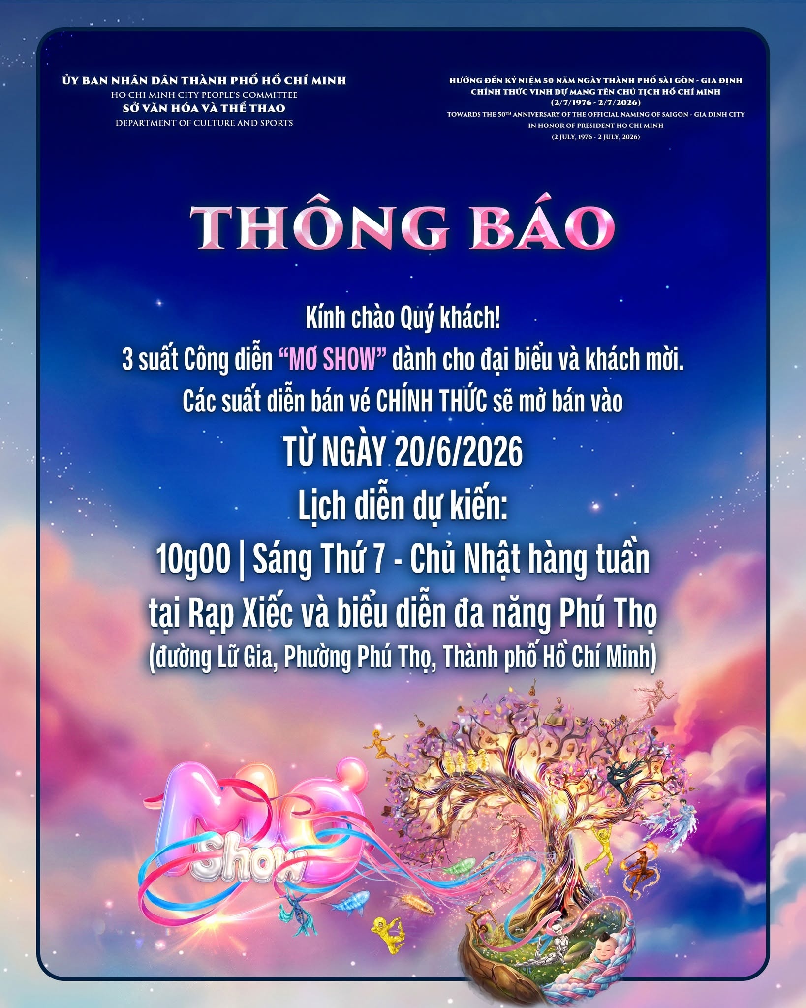 Mơ Show chính thức mở bán vé từ 20/6/2026.